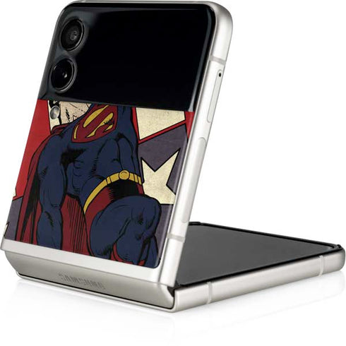 DC Comics Superman Vintage Pose American Flag Galaxy Z Flip3 5G Skin